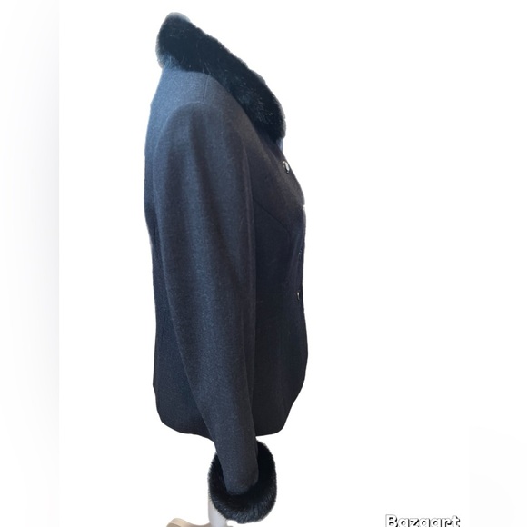 Kasper Gray Lined Button Up Jacket/blazer With Detachable Faux Fur Wool Size 6 - Picture 2 of 5